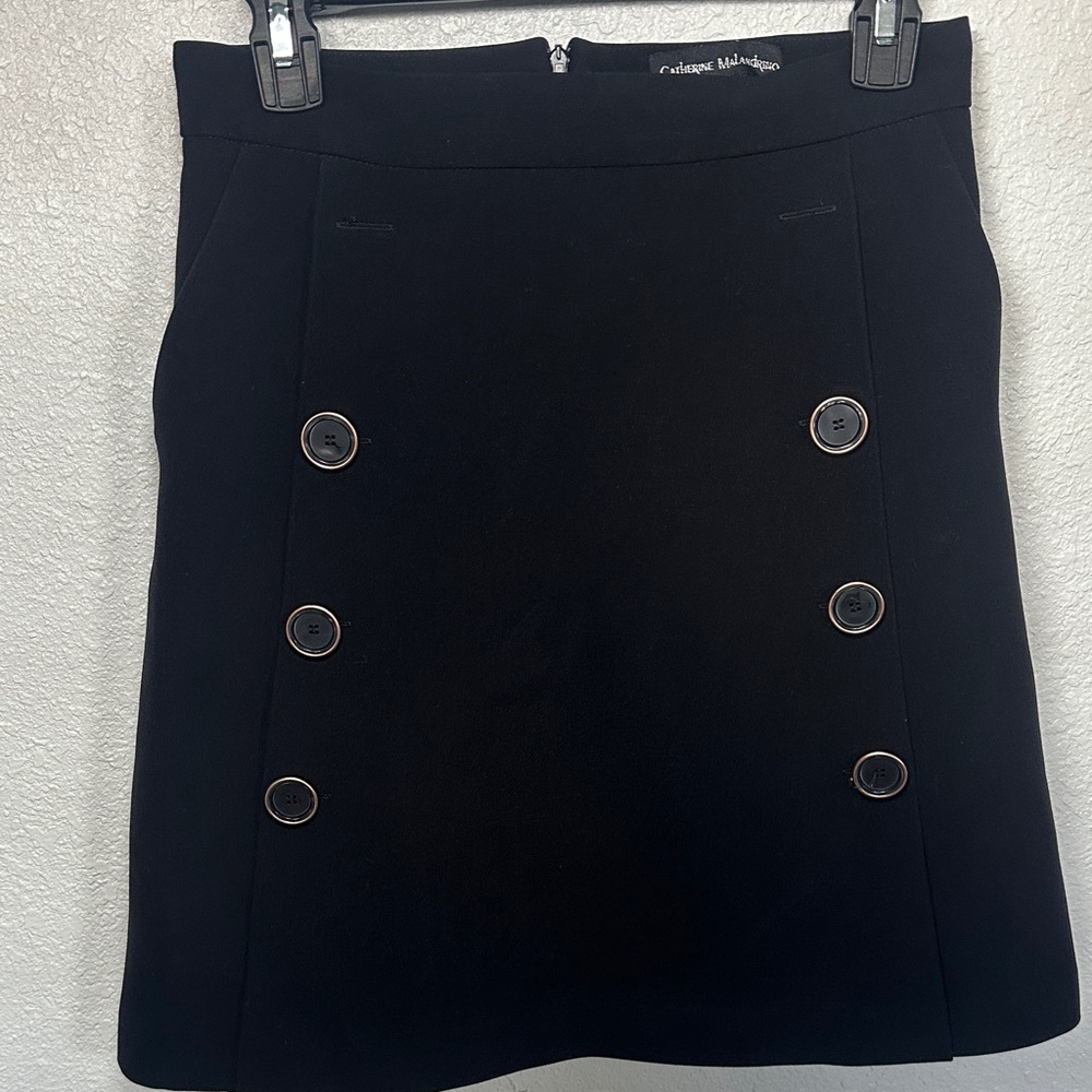 Catherine Malandrino Black Skirt with Button Detail